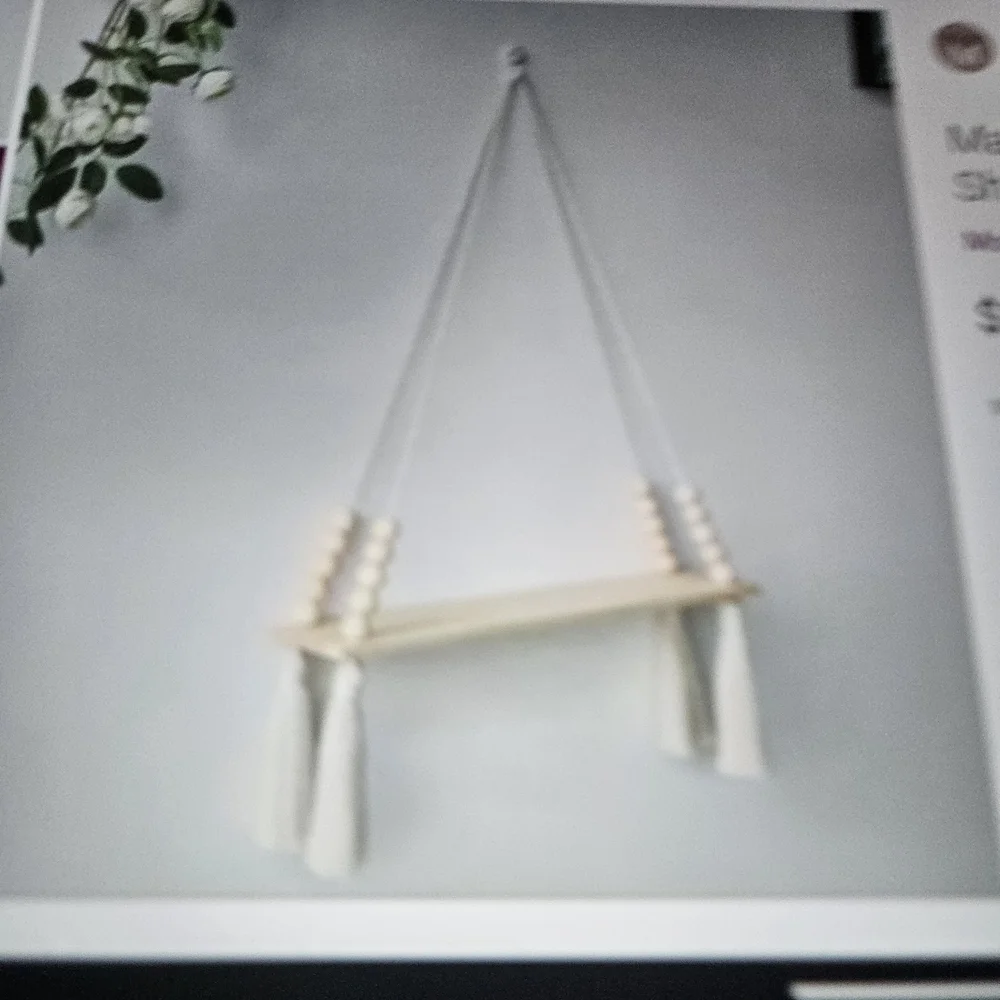 Neutral Hanging Tassel Wall Shelf - Decorative Cream Display Shelf NEW in pkg